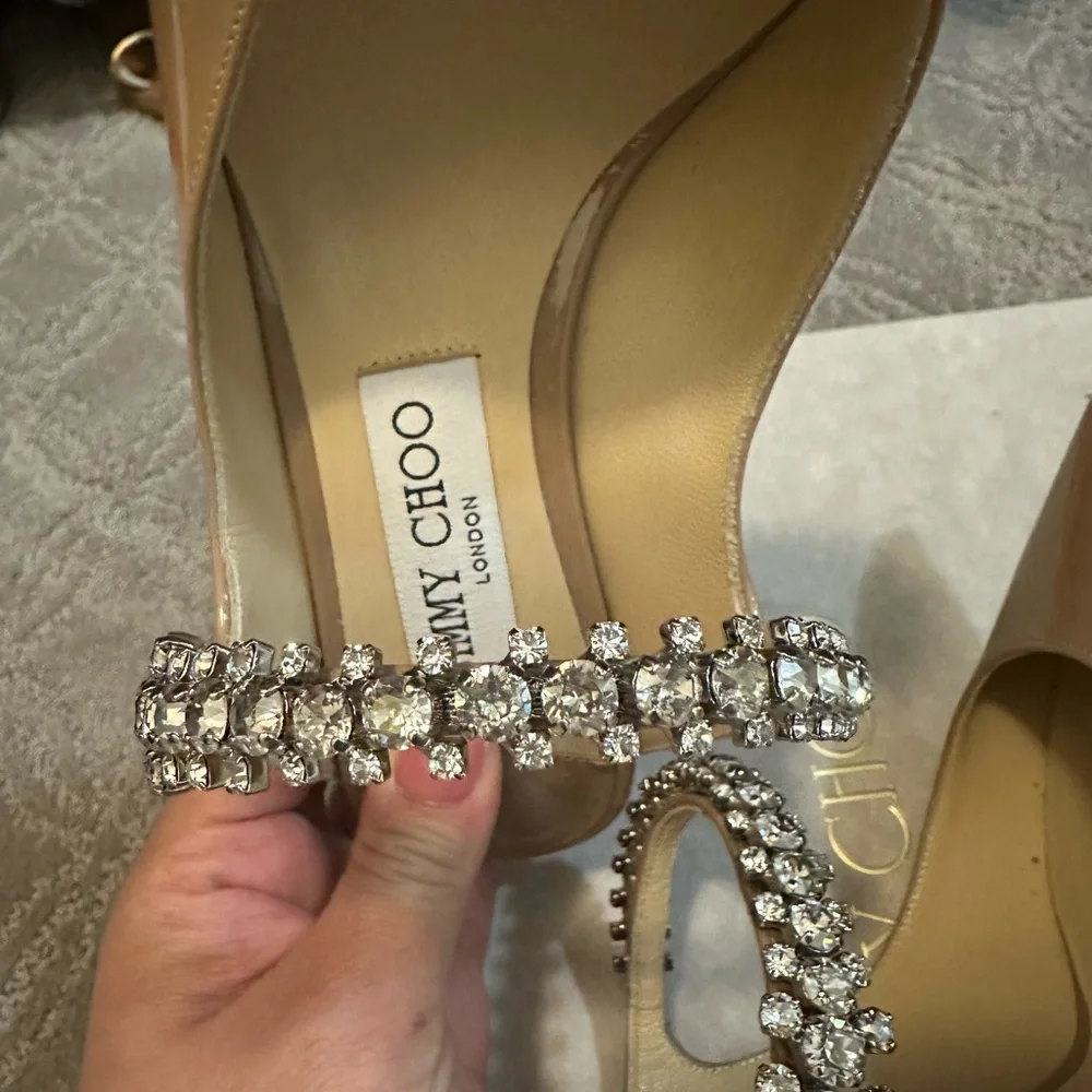 Jimmy Choo Beige Bing 100 Patent Leather Heels - Picture 6 of 9